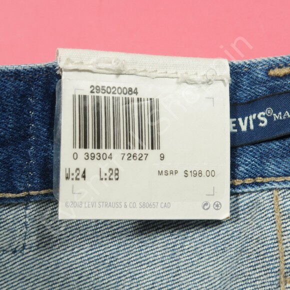 Levis 501 Selvedge Skinny Jeans Womens 24 Blue White Made & Crafted New - Picture 6 of 7